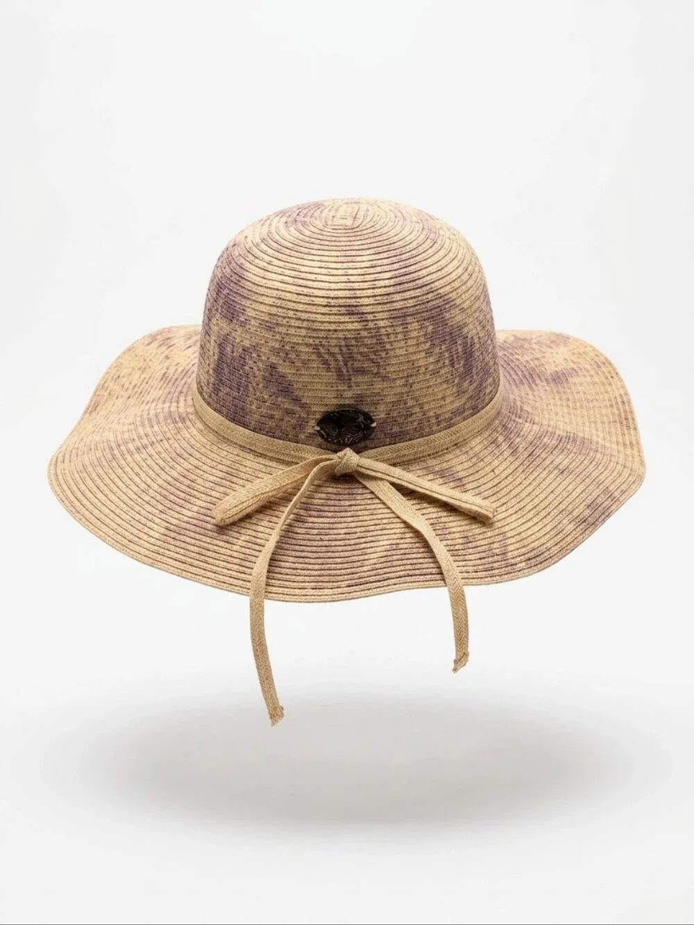 Panama Jack Two-Tone Braided Straw Sun Hat in Tan and Brown